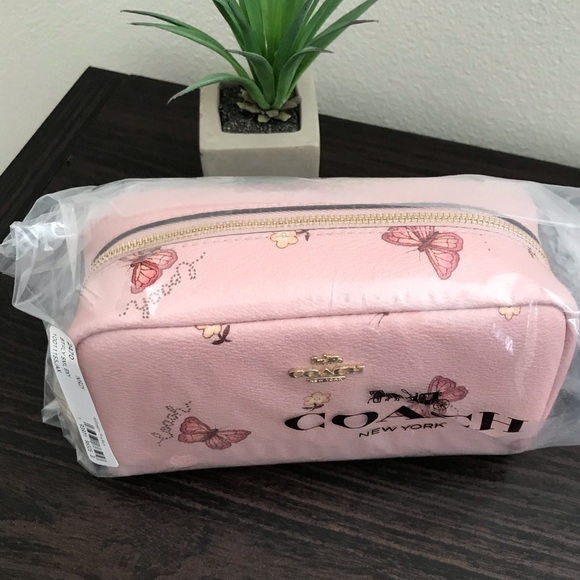 Coach Small Boxy Cosmetic Case w Butterfly Print - Picture 6 of 6